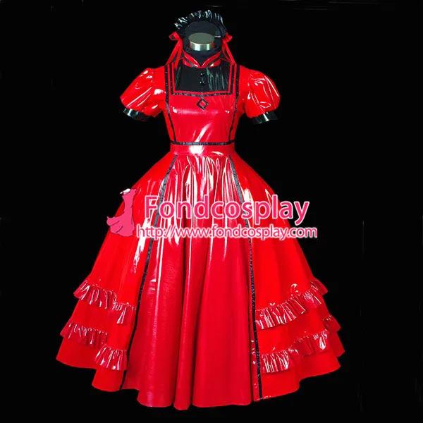 

Sissy Maid Gothic Lolita Punk Red Pvc Gown Dress Cosplay Costume Tailor-made[G474]