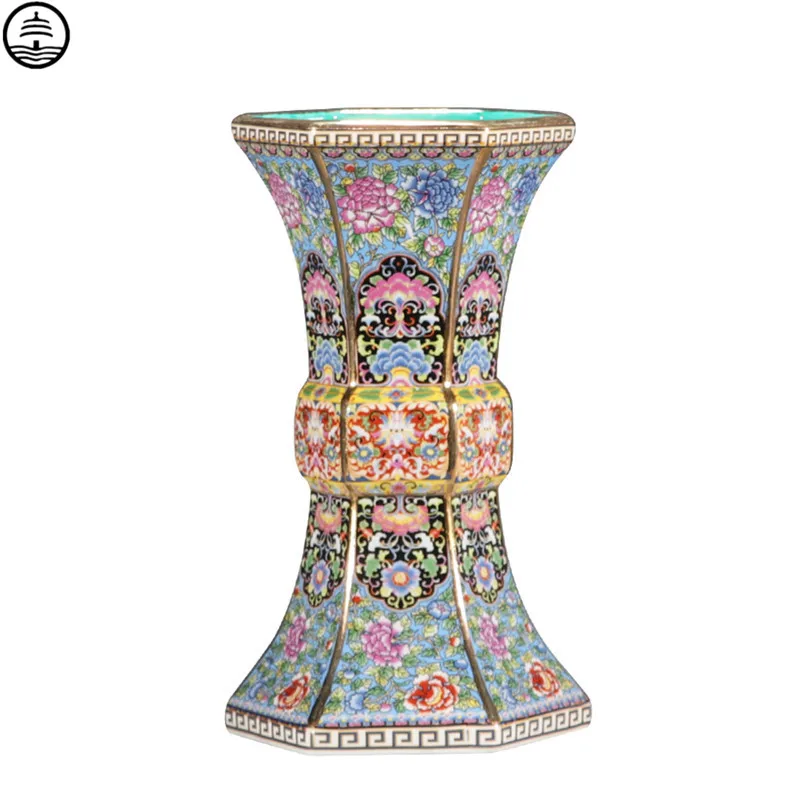 

Антикварная Коллекционная керамическая ваза в стиле ретро, домашний декор, эмалированная окрашенная золотая птица, Цветочная композиция, ф...