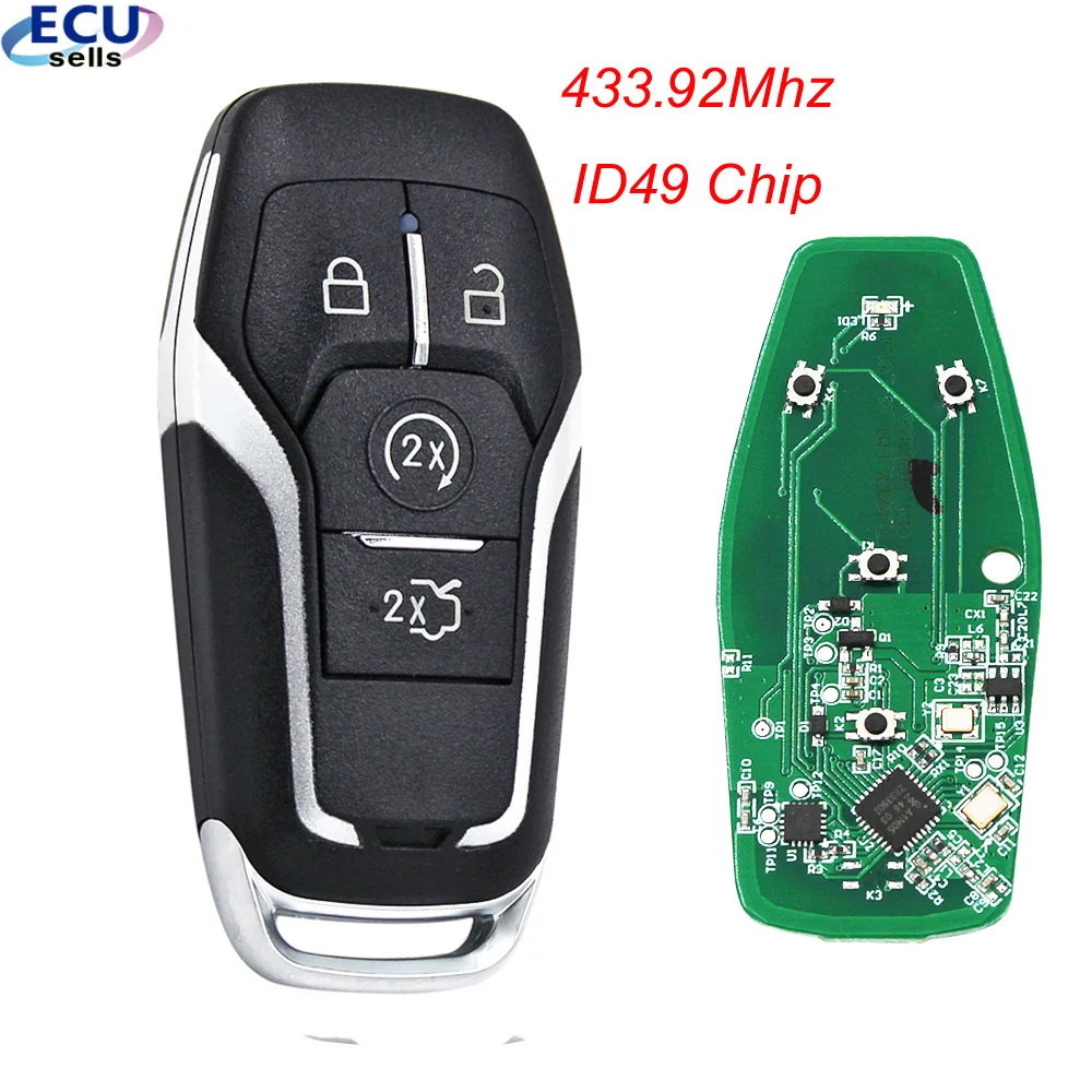 Дистанционный умный Автомобильный ключ 434 МГц с чипом ID49 Fob 4 кнопки для Ford Mustang 2015