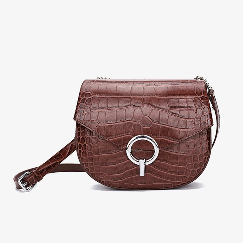 AODUX Классическая маленькая сумка из 100% натуральной коровьей кожи с крокодиловым