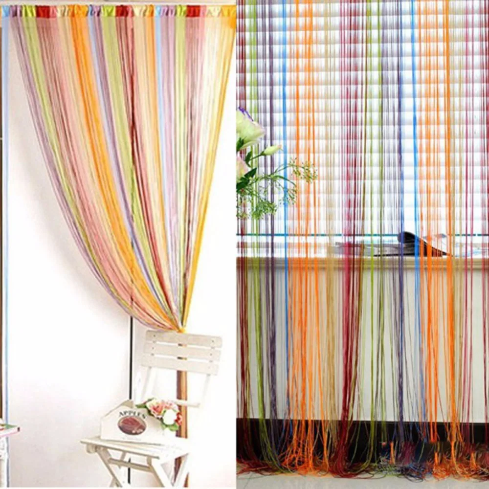 

Rainbow Color Line Curtain Indoor upscale Decor Room Divider Strip Tassel Line String Curtains Blinds for Living Room