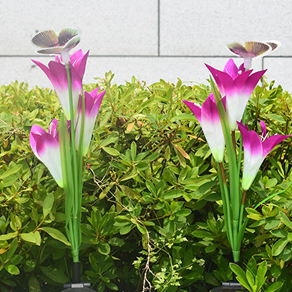 Водонепроницаемый светильник с 3 лилиями для смены цветов на солнечной батарее |