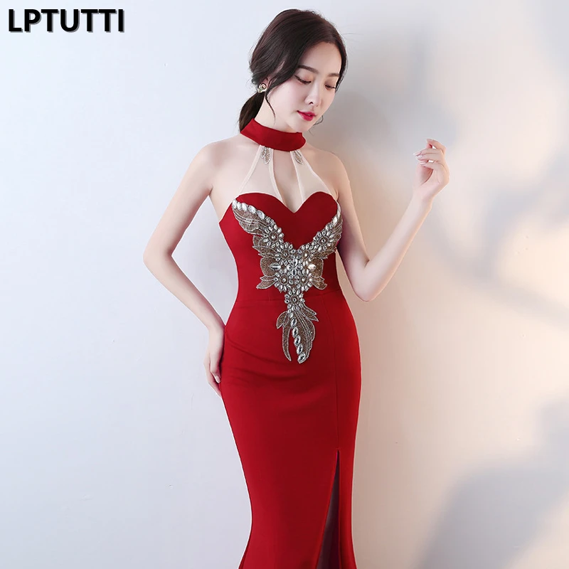 

LPTUTTI CRYSTAL Beads New For Women Elegant Date Ceremony Party Prom Gown Formal Gala Events Luxury Long Evening Dresses