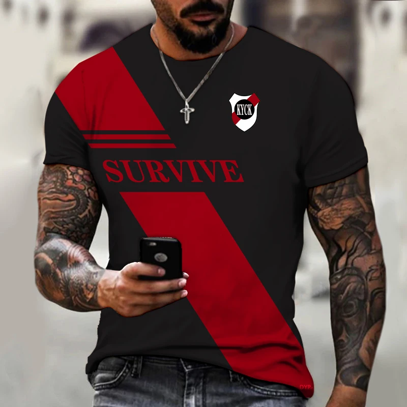 Мужская летняя футболка с 3D-принтом круглым вырезом и коротким рукавом - купить