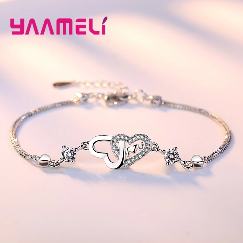 Bracelet Double Heart Shape Purple/White Seaside Harvest Festival Revelry Night Jewelry 925 Sterling Silver Girlfriend | Украшения и