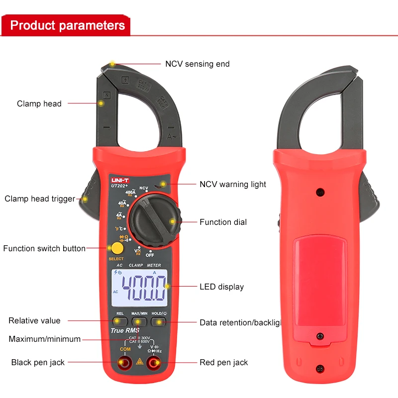 UNI-T UT201+/UT202+/UT203+ Handheld Digital Clamp Meter AC/DC Current Tester Multimeter True RMS Auto Range Measurement | Инструменты