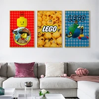 building block doll toy decoration painting nordic style canvas painting childrens room cartoon wall stickers