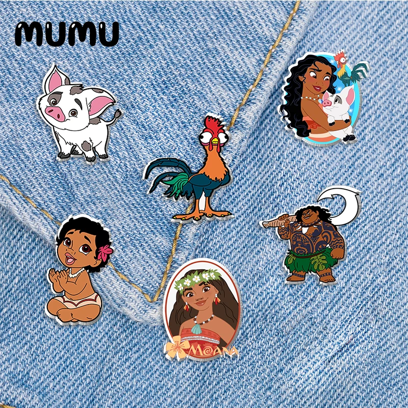 

2021 Новые Акриловые Броши Moana в виде принцессы с лацканами ручной работы