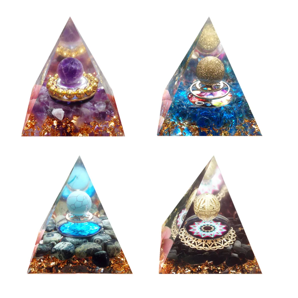 

Orgonite Pyramid Amethyst Peridot Chakra Healing Crystal Energy Generator Lucky Gather Fortune EMF Protection Meditation Yoga Ga