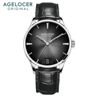 agelocer top brand steel automatic mechanical watch 80 hours power reserve panoramic men mechanical leather wristwatches