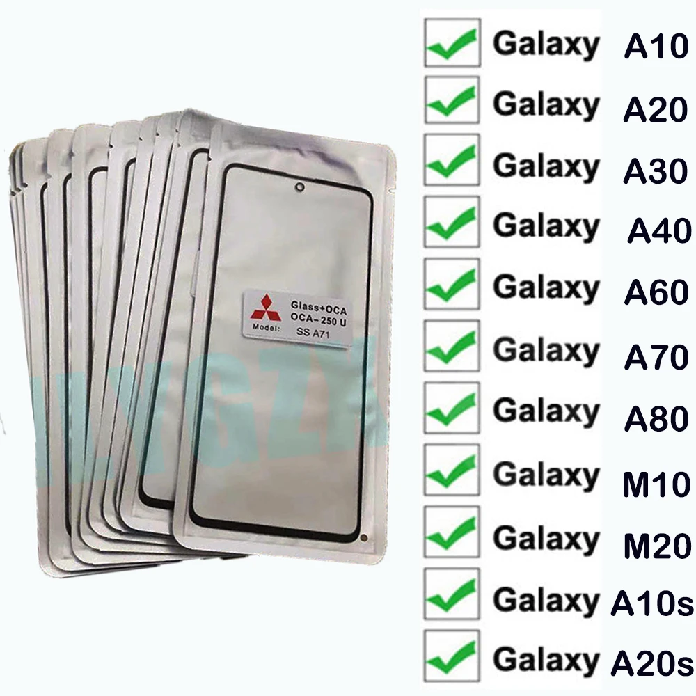 

10Pcs for Samsung Galaxy A10 A20 A40 A50 A70 A80 A90 A10S A20S Touch Screen Front Glass Panel LCD Outer Display Lens with Oca
