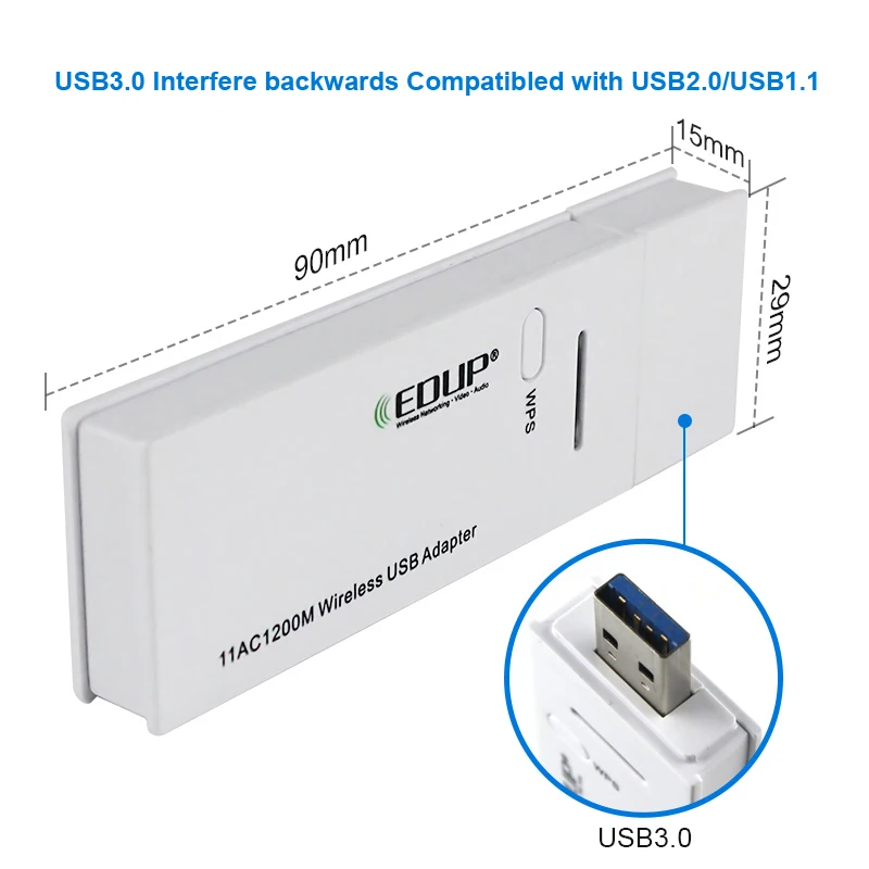 EDUP 1200 Мбит/с USB WiFi адаптер Dual Band 2 4 г/Wi Fi 5 ГГц 3 0 Wi сетевой карты 802 11 AC приемник для