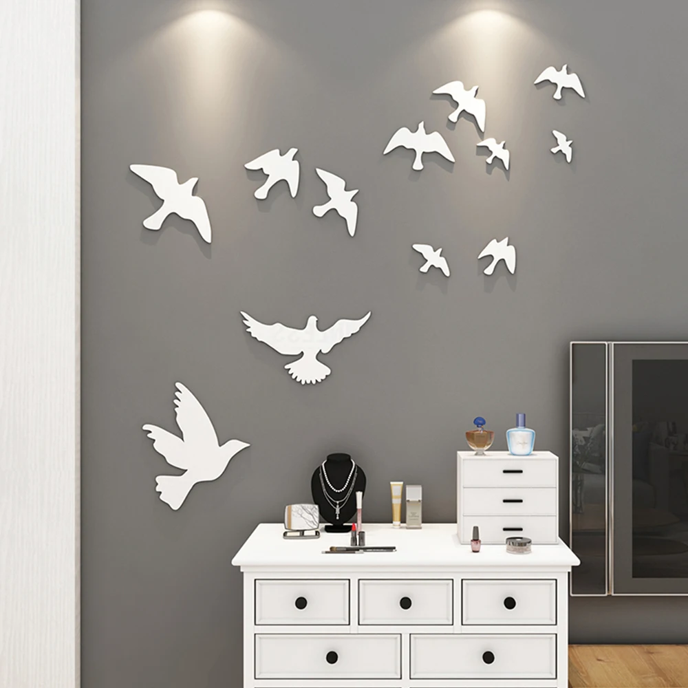 3D акриловые наклейки на стену Peace Dove зеркало для украшения комнаты домашний декор