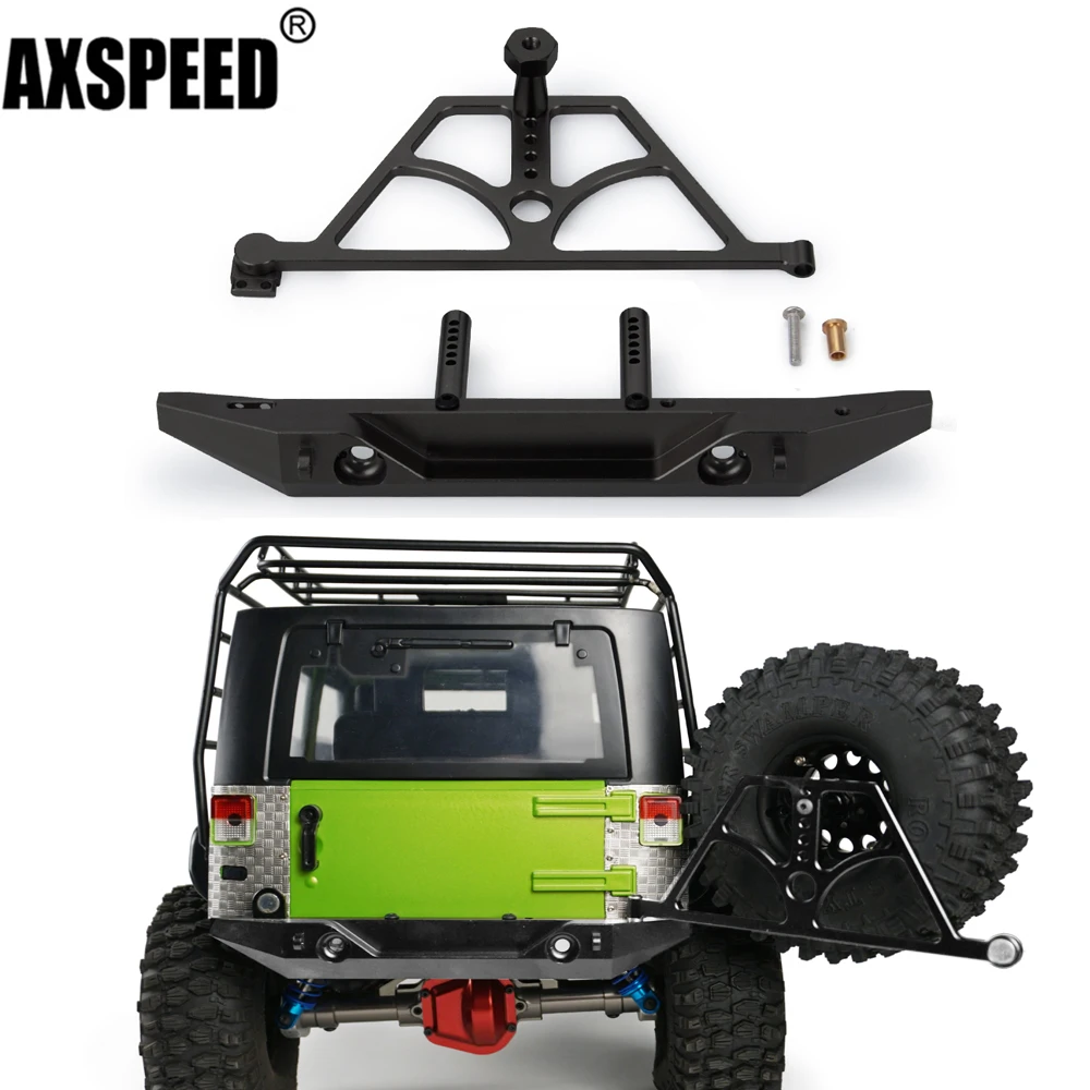 

AXSPEED Aluminum Rear Bumper with Spare Tire Rack for Axial SCX10 1/10 RC Crawler Car Upgrade Parts