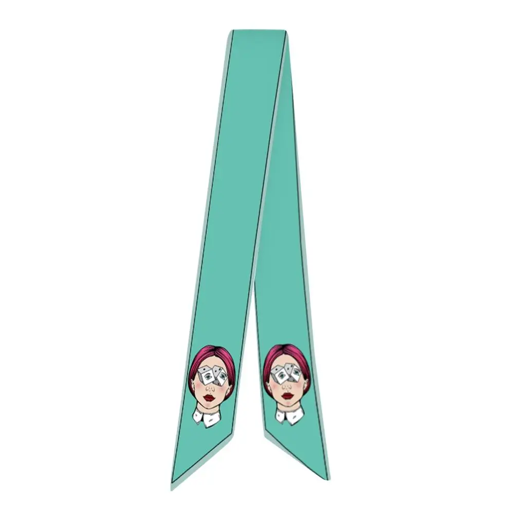 

2020 Hand-painted character printing Variety bag handle tie wrap Women silk scarf small scarf