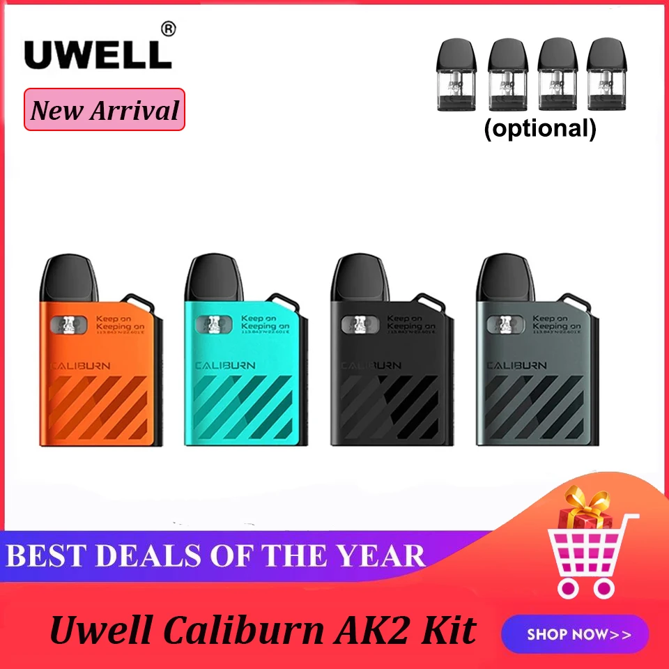 Оригинальный набор для вейпа Uwell Caliburn AK2 520 мАч 15 Вт 2 мл картридж A2 Ом вейп-набор