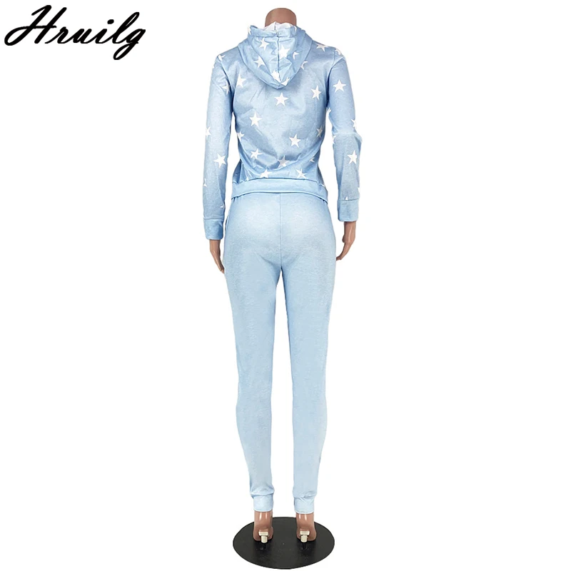 

Two Piece Set Women Home Casual Strappy Loose Streetwear Star Pattern Straight Sleeve Solid Holidays Pocket Hooded Collar Women