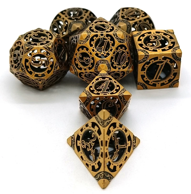 

Vintage gold hollow game dice set