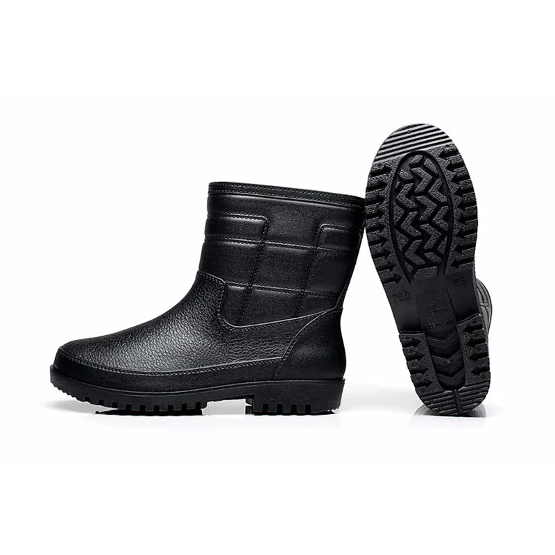 Сапоги Aleafalling мужские на платформе ПВХ водонепроницаемые однотонные круглый