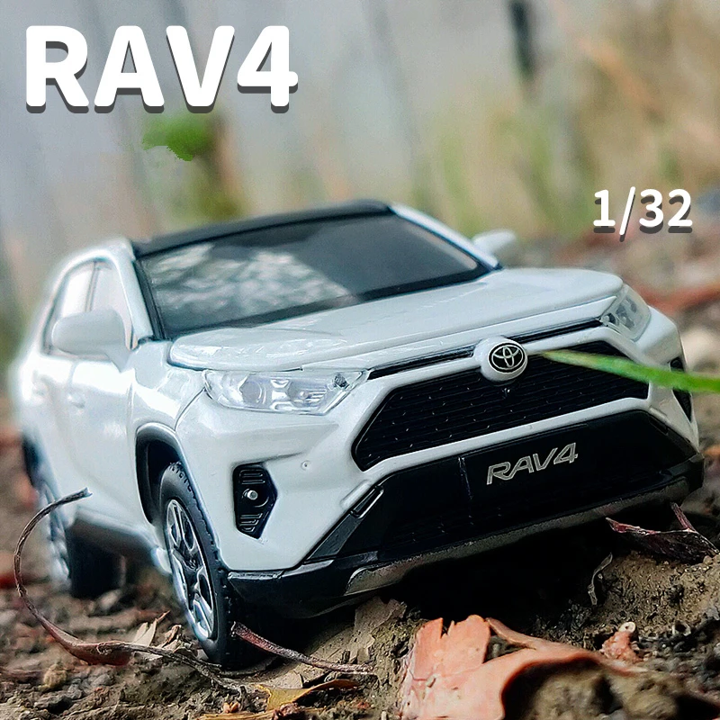 

1:32 TOYOTA RAV4 SUV Alloy Car Model Diecast Metal Toy Vehicles Car Model High Simulation Sound Light Collection Childrens Gift