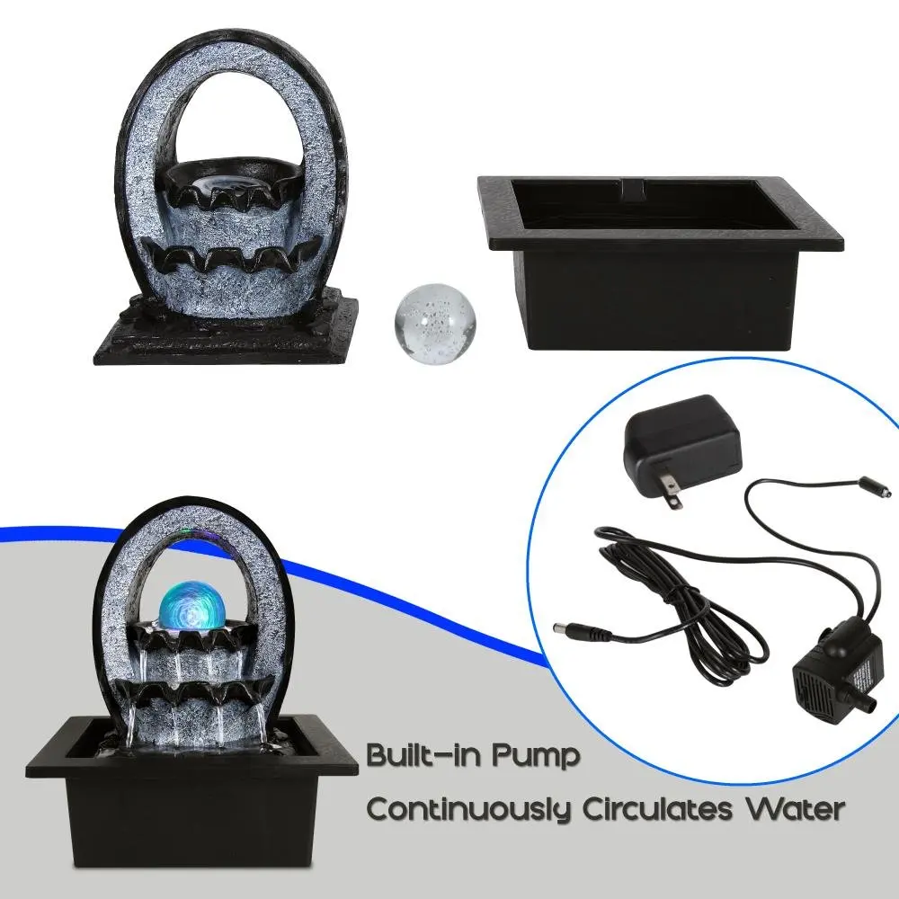 Настольный Смолы Электрический водяной фонтан декор с светодиодный подсветкой