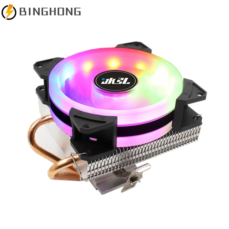 Кулер для процессора BINGHONG с 2 тепловыми трубками 90 мм RGB-подсветка LGA775 1151 1150 1155 FM1AMD