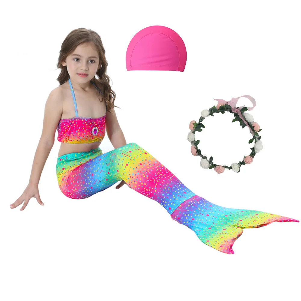 Красивый детский Косплей костюм Русалочки для девочек с хвостом 3 шт. праздничный