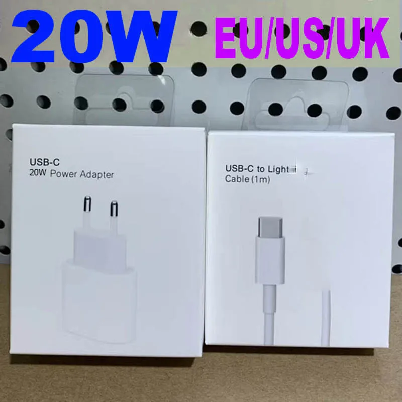 

Original US UK EU 20W For iphone 12 Charger USB-C Power Adapter PD C2L fast charger QC3.0 Cable for iPhone 12 mini 11 Pro Max
