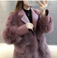 New Winter Jacket Women Real Fox Fur Coat Genuine Sheep Leather Coats and Jackets Fashion Outwwear Streetwear 2020