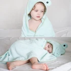 Мягкий мультяшный детский халат с капюшоном, милое одеяло с животными для младенцев, квадратная банная накидка с капюшоном, детское полотенце