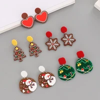 2021 new cute snowflake xmastree heart holiday acrylic christmas earrings jewelry winter winter jewellery gift accessories deco