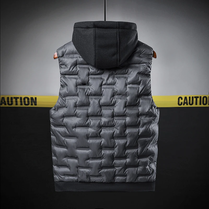 Puffer Jacket 2021 Fall Winter Men Clothing Brand Hooded Vest Jackets For Mens Style Quilted Coats Korea Fashion Plus Size Coat