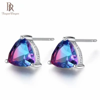 bague ringen classic solid silver 925 jewelry natural 98mm gemstone earrings for women delicate triangle topaz ear studs party