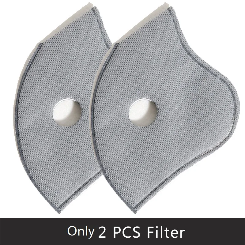 Only 2 pcs Filters PM2.5 анти-Дымчатая унисекс маска для рта анти-загрязнения дышащая Беговая Половина лица маска для рта Анти-пыль велосипедная маска для лица - Цвет: Only 2 pcs Filters
