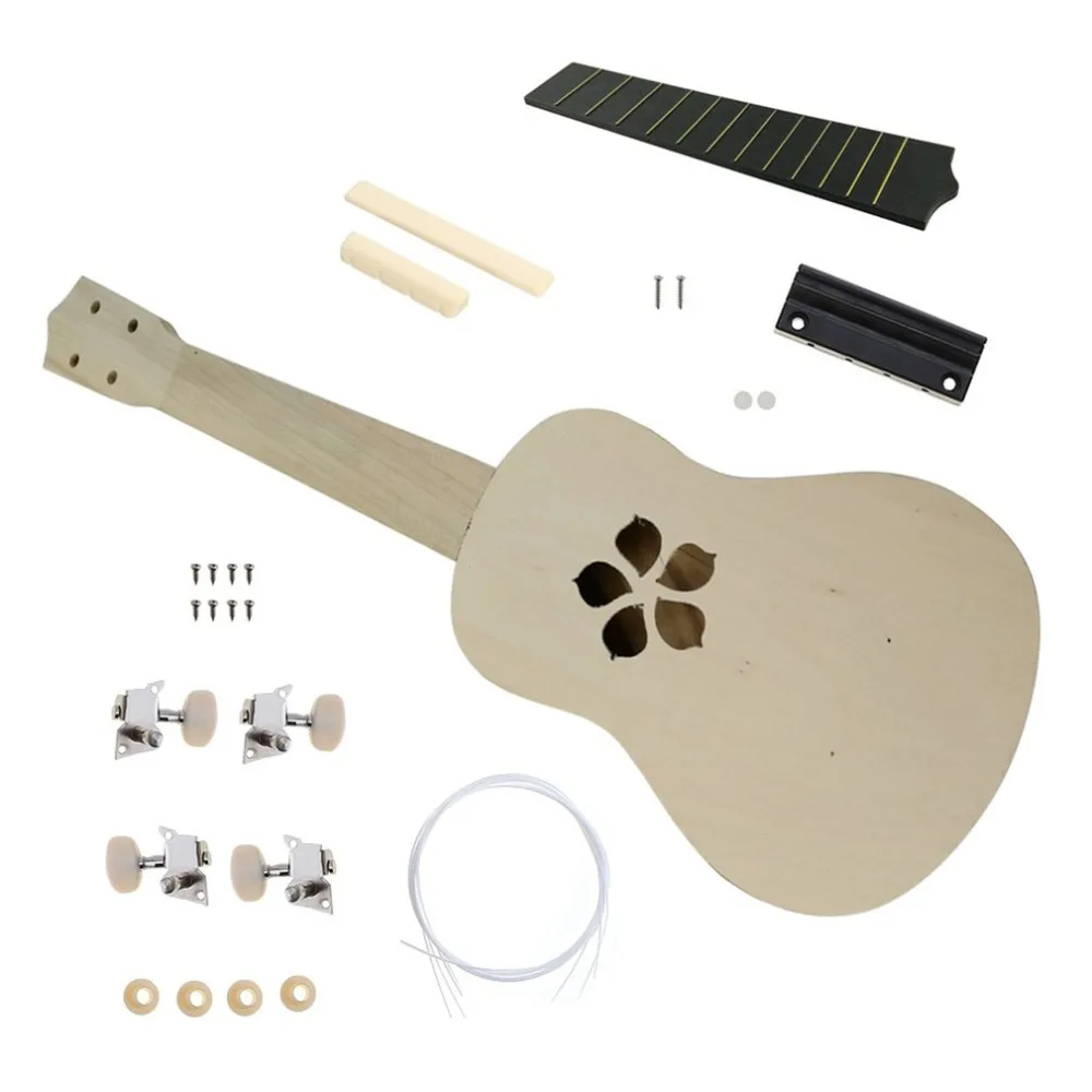 21 Inch DIY Ukulele Kit Basswood Body Plastic Fingerboard Small Guitar Handmade Assembly Musical Instrument | Спорт и развлечения