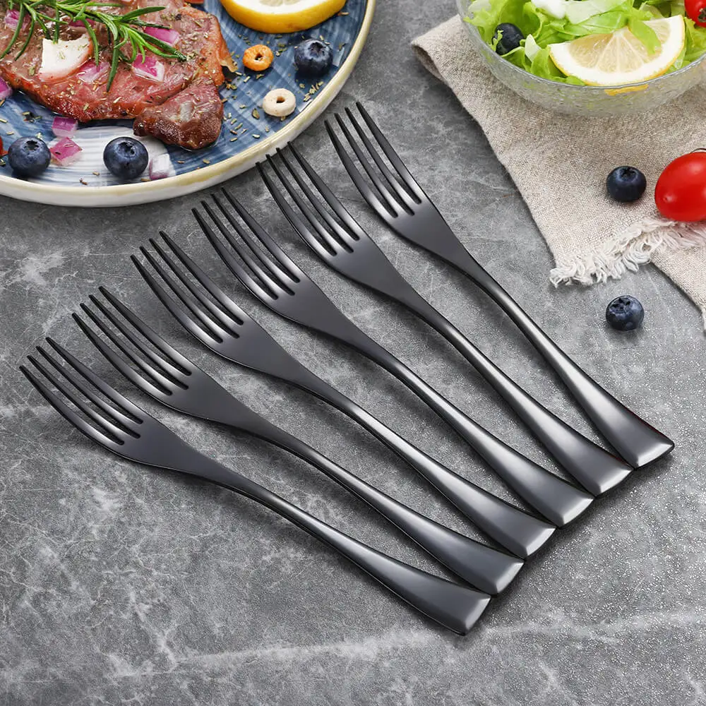 6Pcs Stainless Steel Dinner Fork Set 4 Colors Black Rose Gold Dessert Tableware Dinnerware Mirror Polished Dishwasher safe | Дом и сад