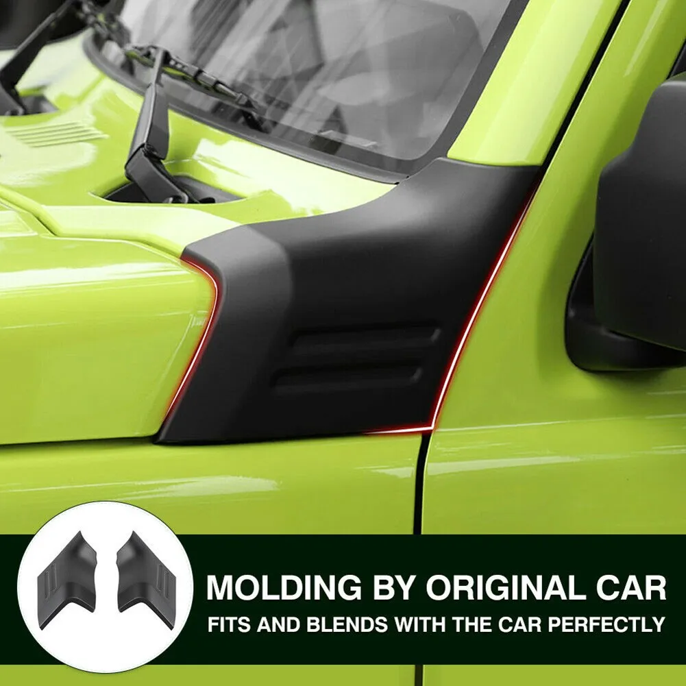 

2Pcs Hood Angle Wrap Protector Cover Trim Matte Black For Suzuki Jimny JB64W JB74W 2018 2019 2020 2021 Exterior Accessories