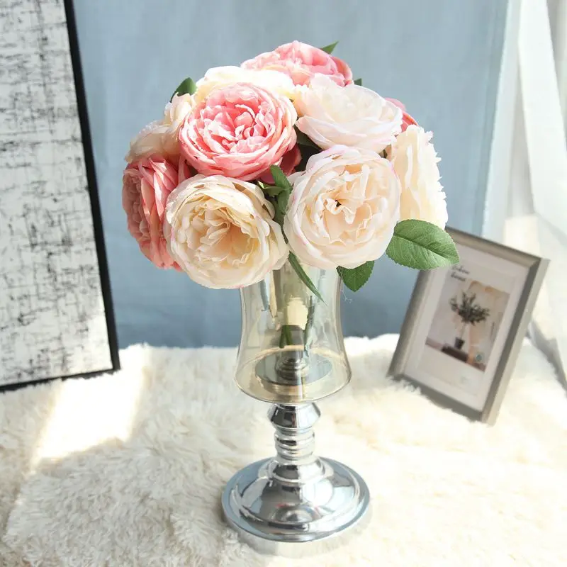 

Rose Artificial Flower Real Touch Latex Flowers Faux Silicone High-Grade Fake Rose Bouquet Decoration for Home Wedding Party
