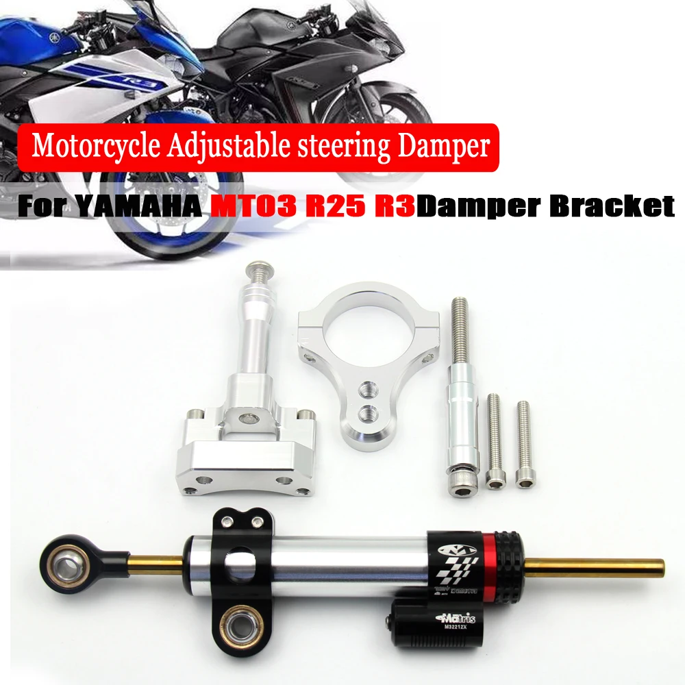CNC Motorcycle Stabilizer Steering Damper Mounting Bracket Support Kit For Yamaha YZF R3 R25 MT03 2015 2016 2017