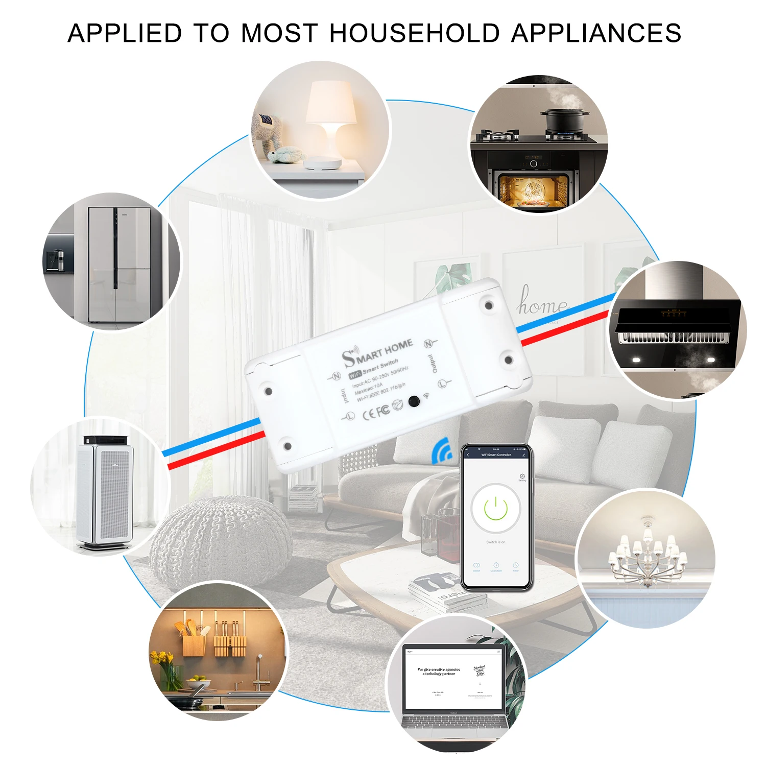 Базовый смарт пульт дистанционного управления Wifi переключатель совместим с Alexa