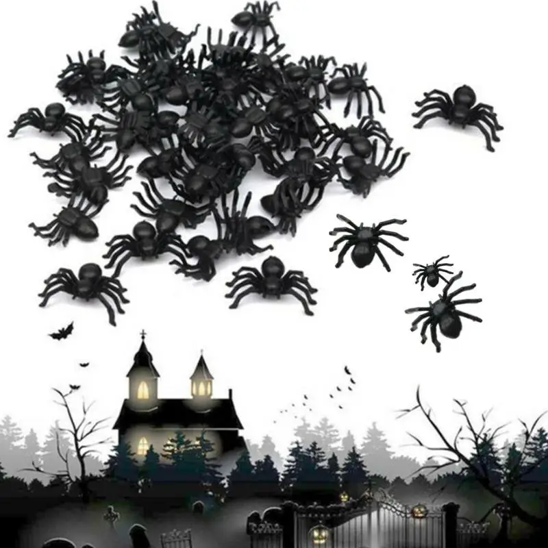 50 шт экологически чистый черный ночник моделирование пластиковый маленький паук