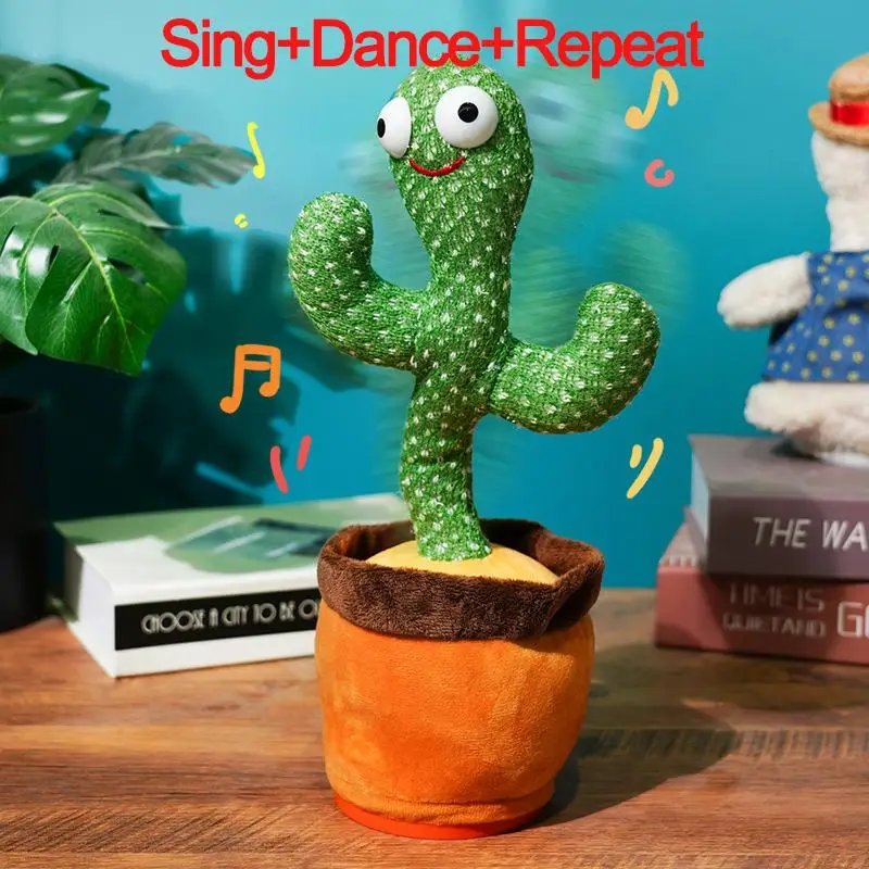 

Talking Dancing Cactus USB Charging Shake Plush Toy Lovely Childhood Education Doll Repeat Home Decor Decoration Accessories