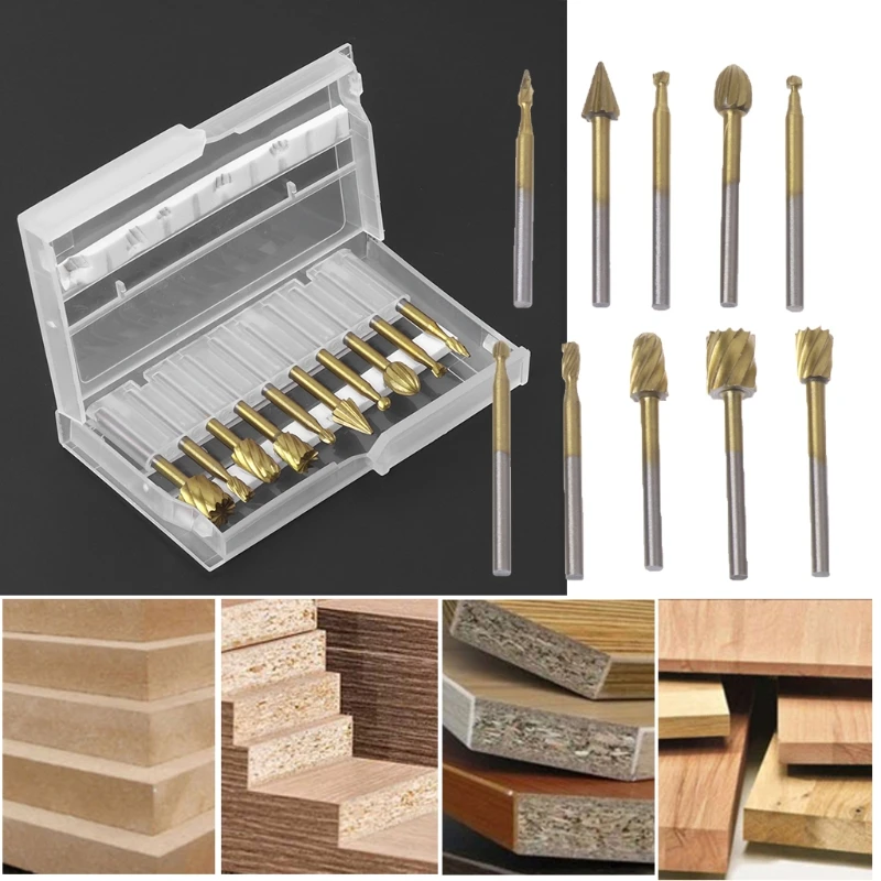 

10pcs Rotary File Engraving Cutter Wood Tool Electric Grinding Polishing Head