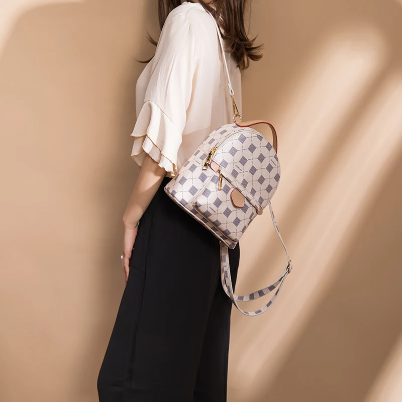 

2021 new ladies small school bag student Korean fashion plaid backpack woman backpack casual shoulder bag