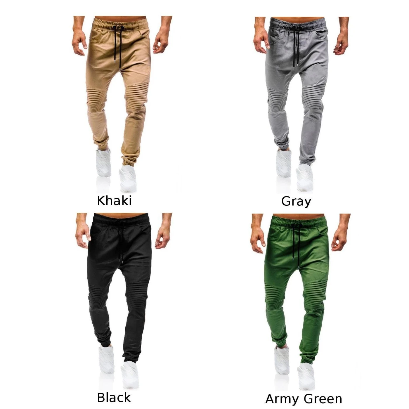 2019 Fashion Sports Trousers men Pants Casual Harlan Large Size Solid Color Lacing trousers pockets |