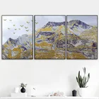 3 шт. постер золотого абстрактного пейзажа снега гор геометрический треугольник круглая Настенная картина холст живопись домашний декор