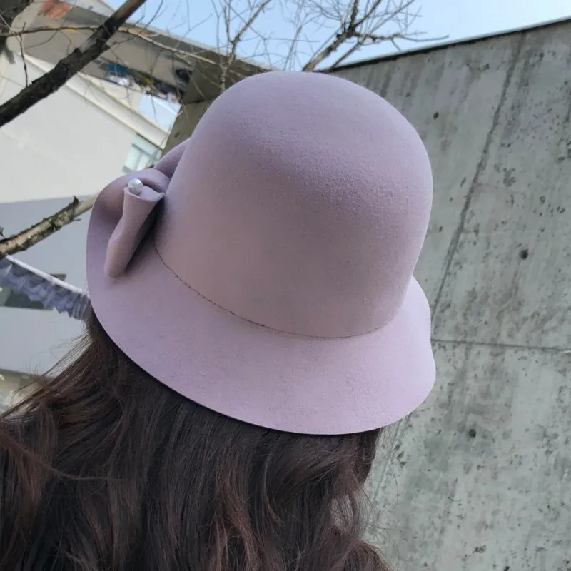 Seioum alta calidad cubo hembra sombrero Hairball Ultra fino lana fieltro sombreros para las mujeres plegable