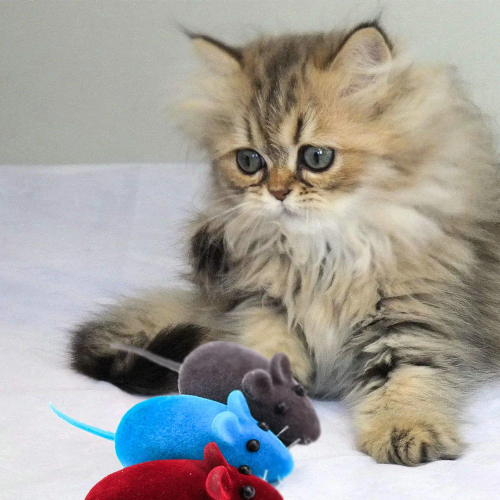 1 шт. мышь из флока забавные интерактивные кошачьи игрушки звук плюшевый