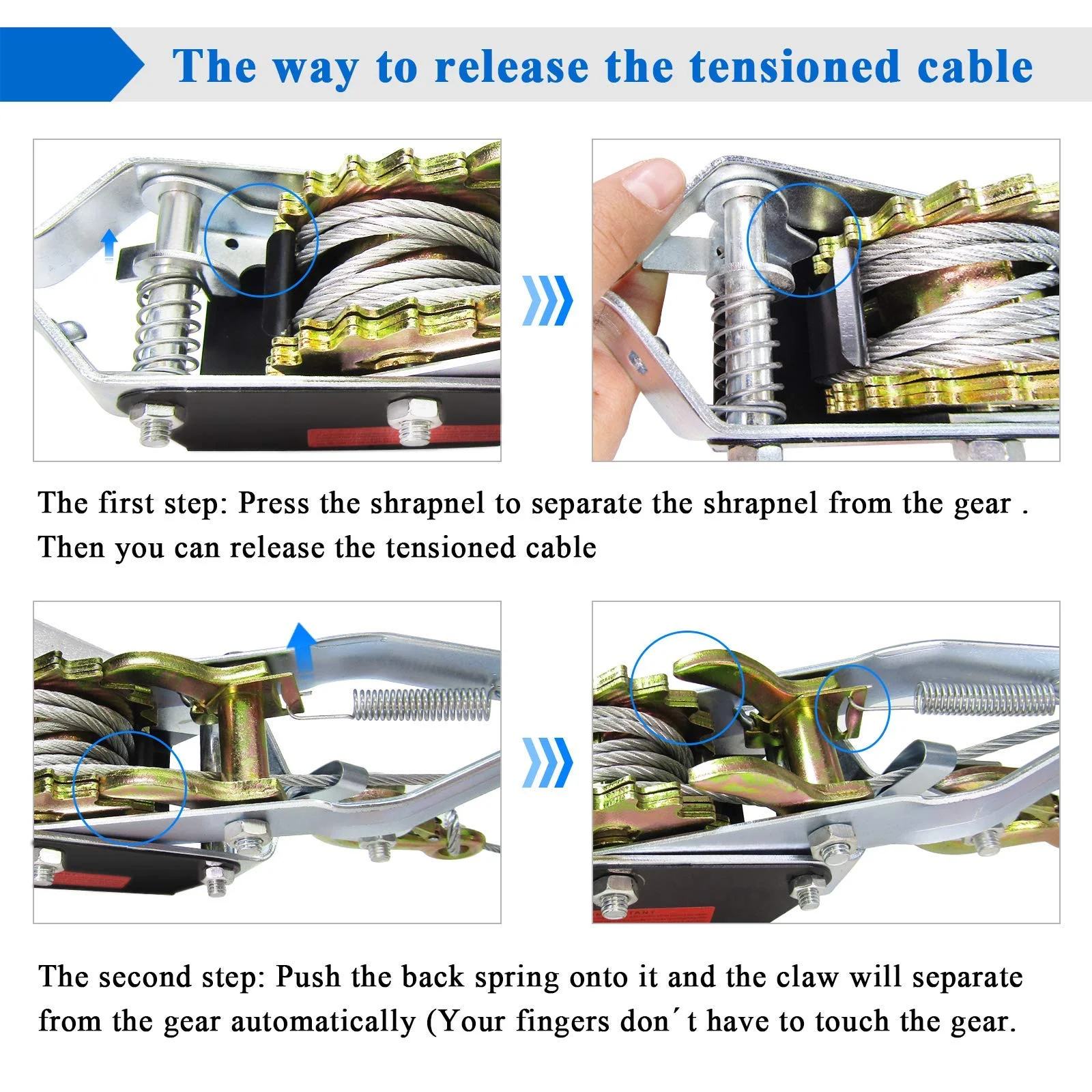 4-Тонный вертикальный рычажный съемник сверхмощный ручной Съемник с 2 крючками