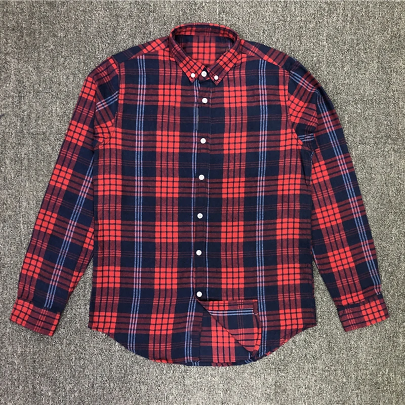 

Flannel Grid High Quality Homme Small Horse 100%cotton Camisa Masculina Men Long Plaid Shirts Fashion Casual Hombre Chemises